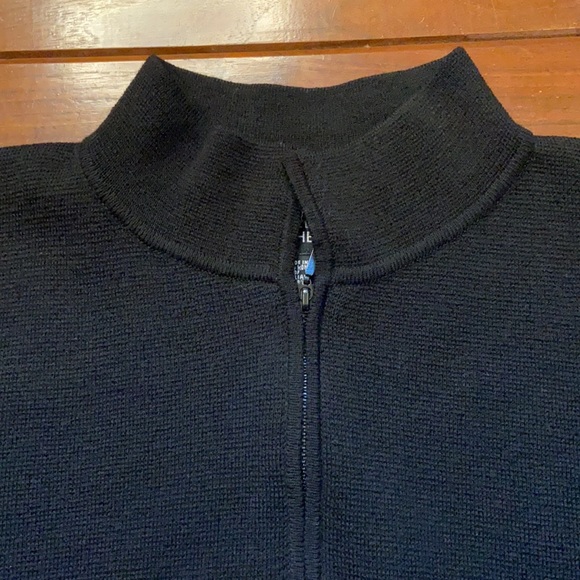 Eileen Fischer Black Wool Zip Front Sweater Medium - Picture 4 of 9